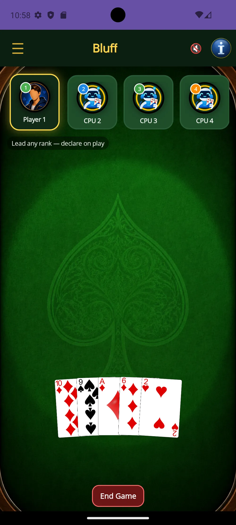 Bluff — All cards dealt