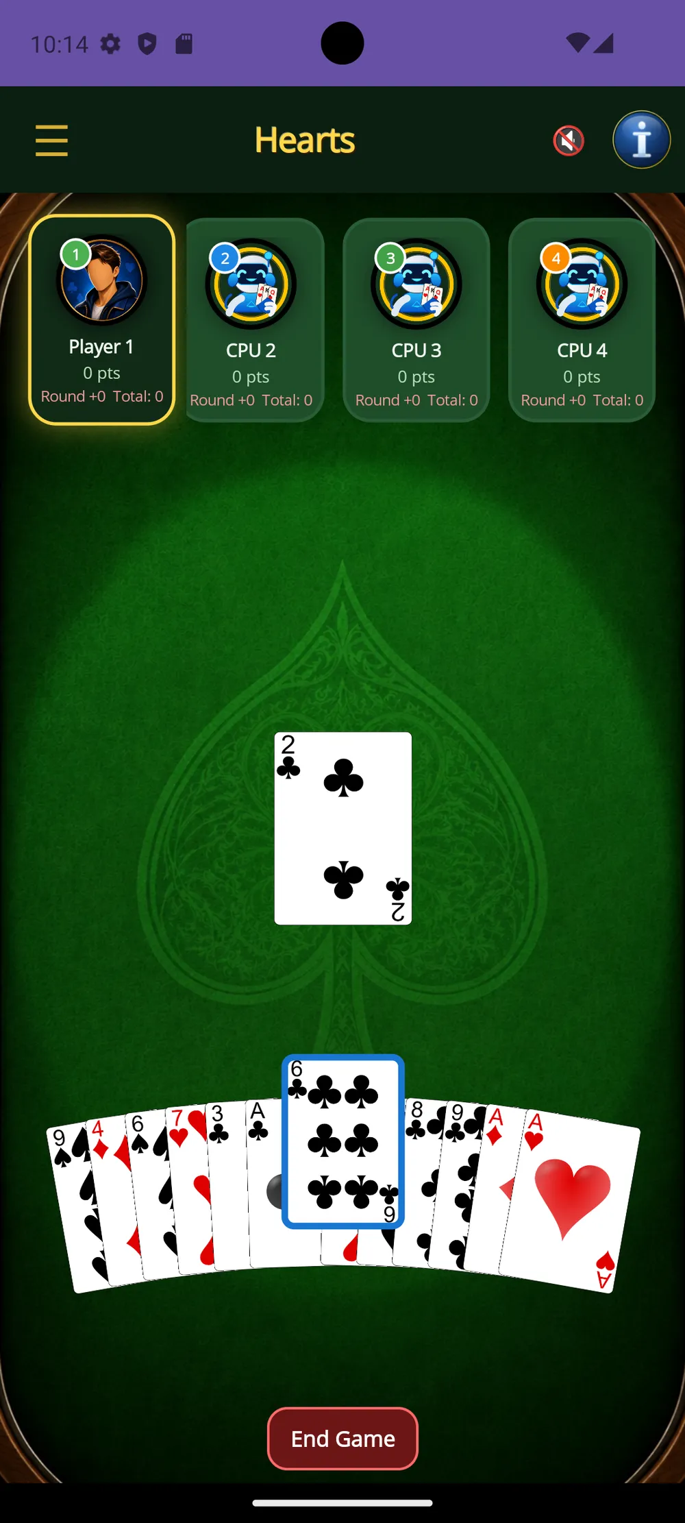 Hearts — Trick play