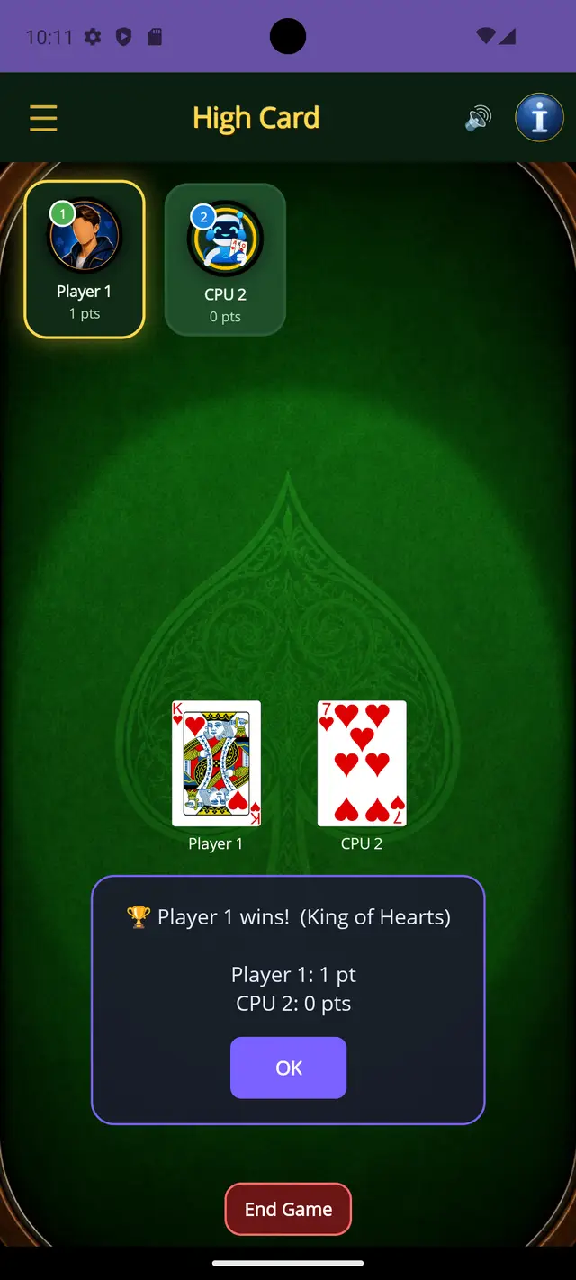 High Card — Round complete